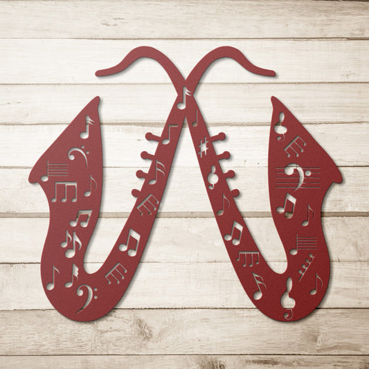 Music Notes Saxophone Decorative Metal Wall Art