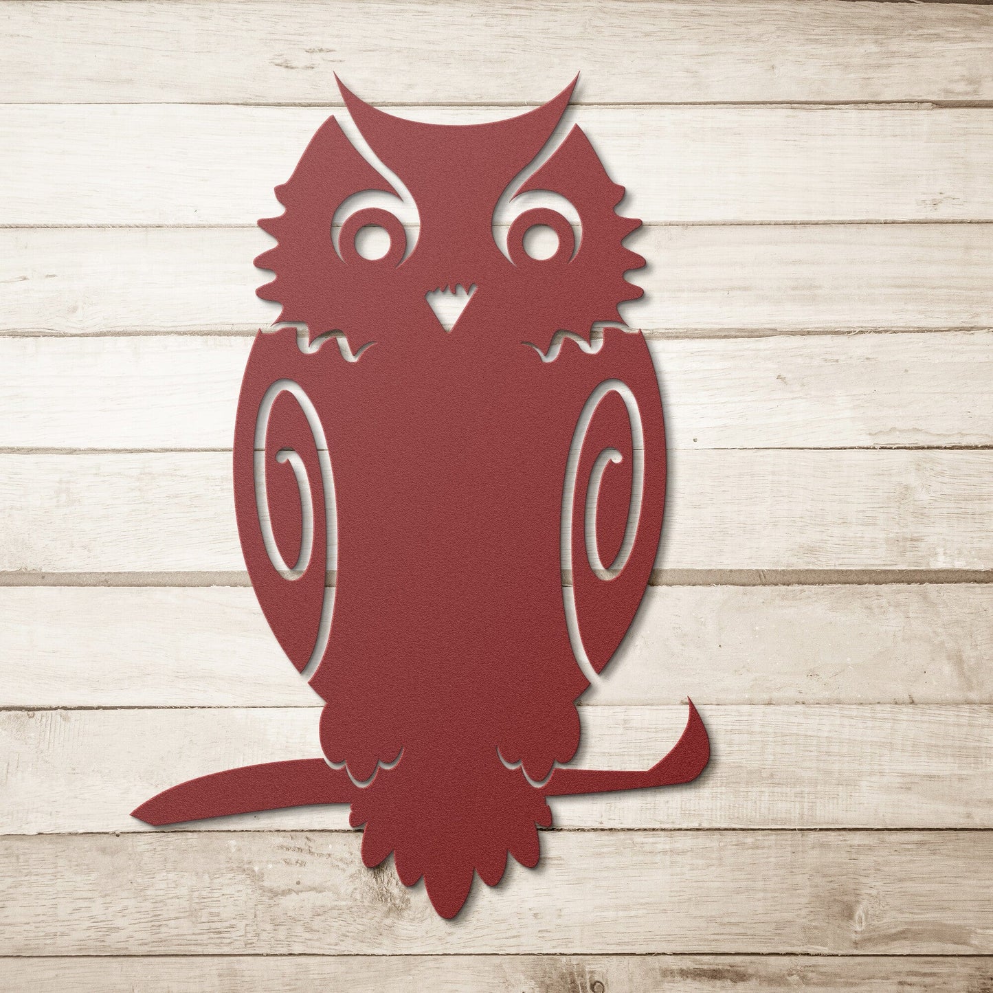 Owl on a branch decorative metal wall art
