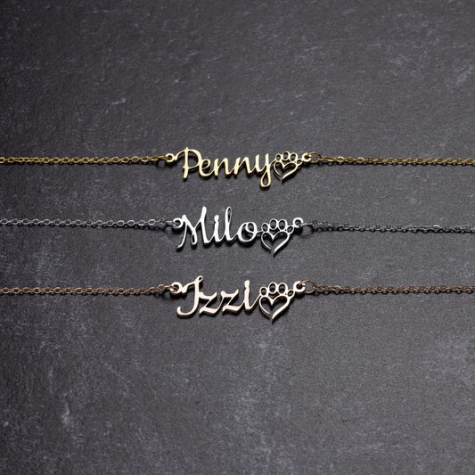 Personalized Dog Mom Name Necklace, Dog Mom Jewelry, Silver Custom Name Necklace