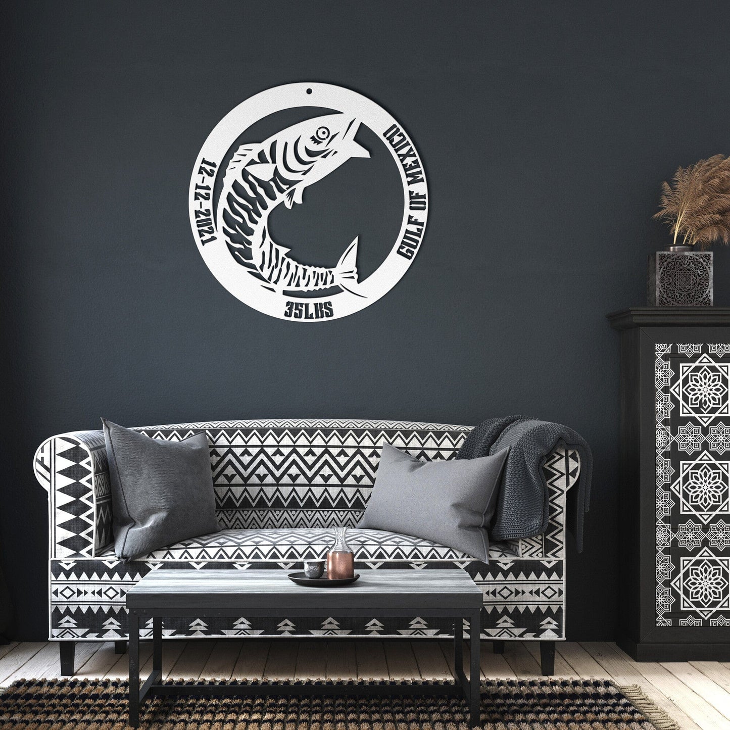 Personalized Wahoo metal fish art wall decor