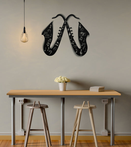Music Notes Saxophone Decorative Metal Wall Art