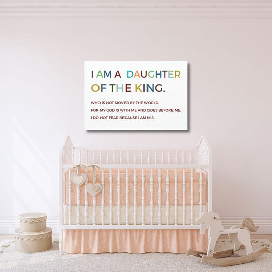 I am a Daughter of the King Wall Art Canvas , Nursery Wall Decor, Kids Room Decor