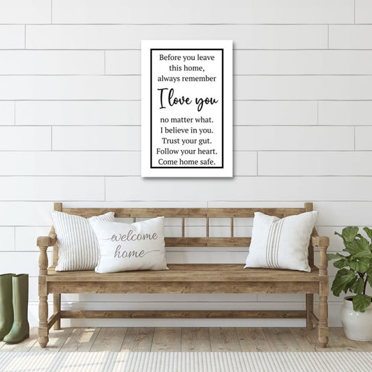 Before You leave this home Front Door Entryway Sign, Home Sign, Canvas Wall Decor