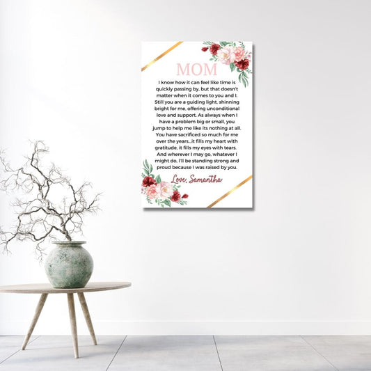 Personalized Mom Gift from Daughter Canvas Print -White