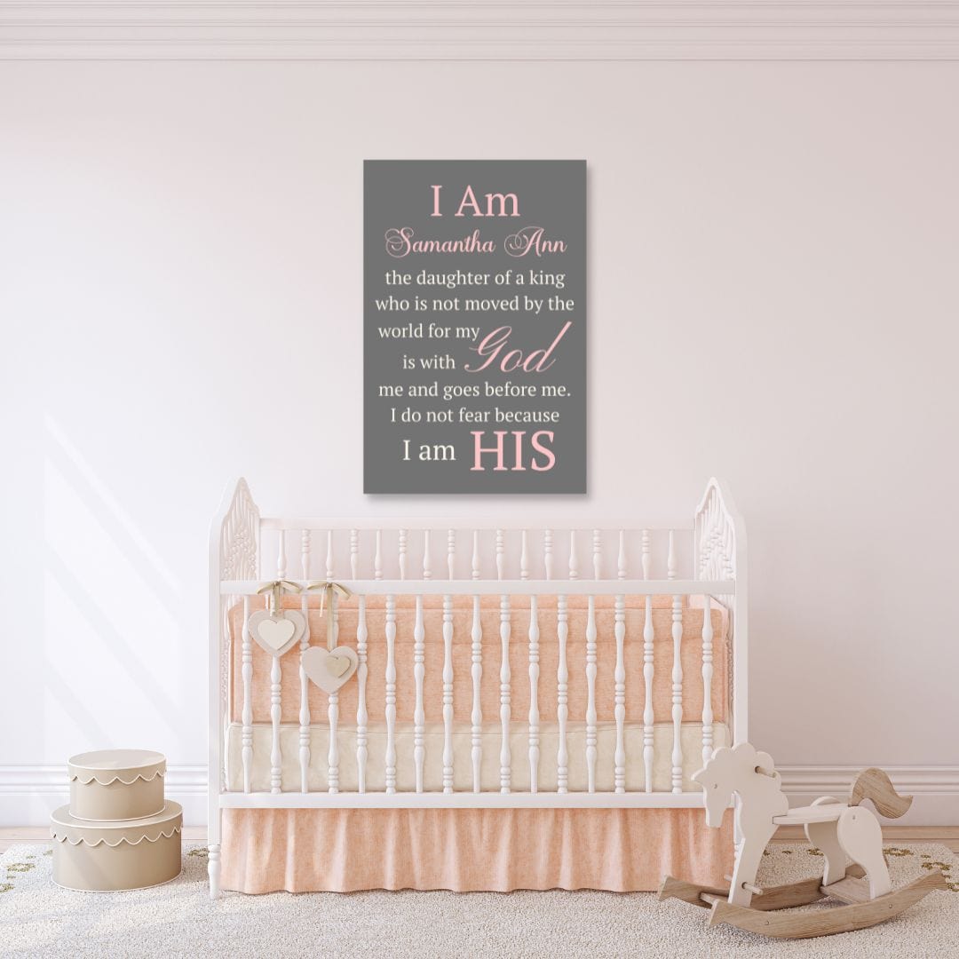 I Am the Daughter of a King,I Am the Son of a King Personalized Canvas Print, Baby Girl, Baby Boy Personalized Gift,Christian Baptism Gift, Dedication Gift, Catholic Nursery Decor