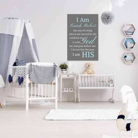 I Am the Daughter of a King,I Am the Son of a King Personalized Canvas Print, Baby Girl, Baby Boy Personalized Gift,Christian Baptism Gift, Dedication Gift, Catholic Nursery Decor