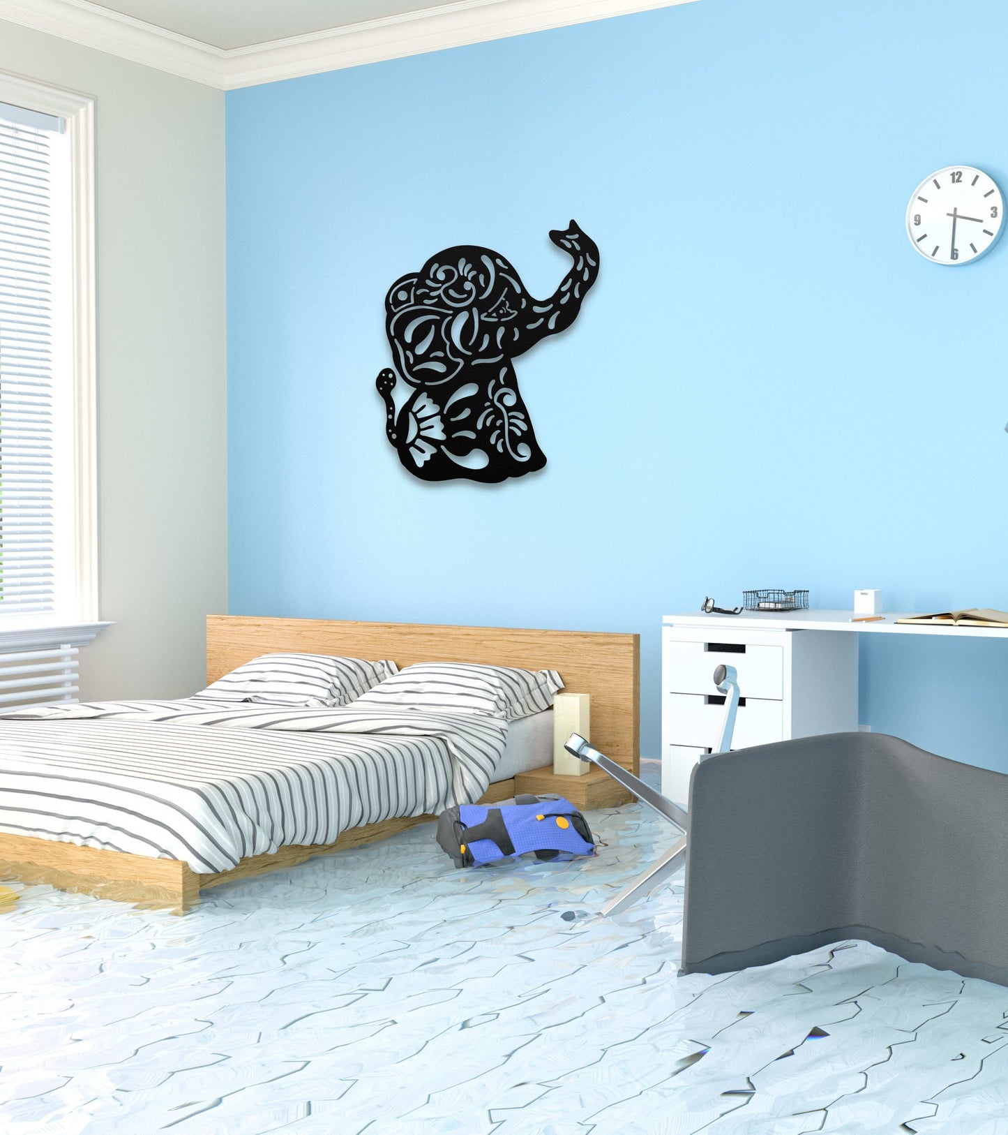 Zentangle elephant Nursery Decorative Metal Wall Art