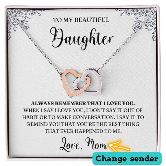 Daughter Necklace from Mom/Dad- Always Remember