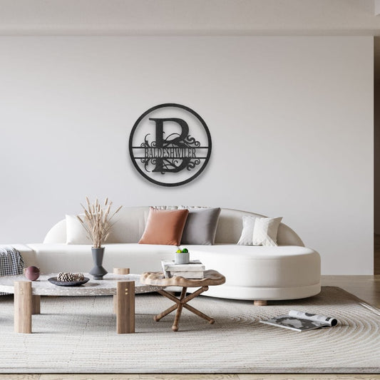 Split Circle Monogram - Steel Sign