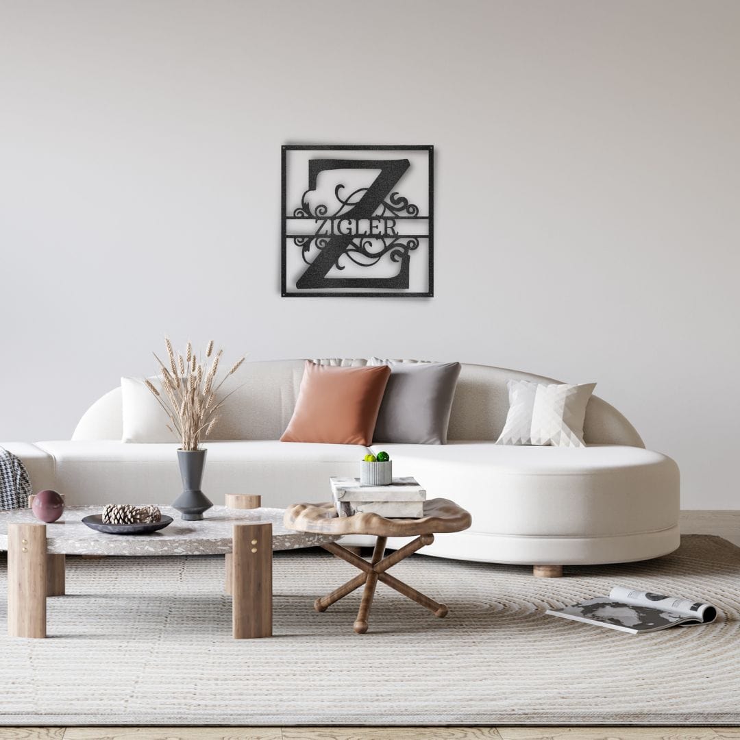 Split Square Monogram - Steel Sign