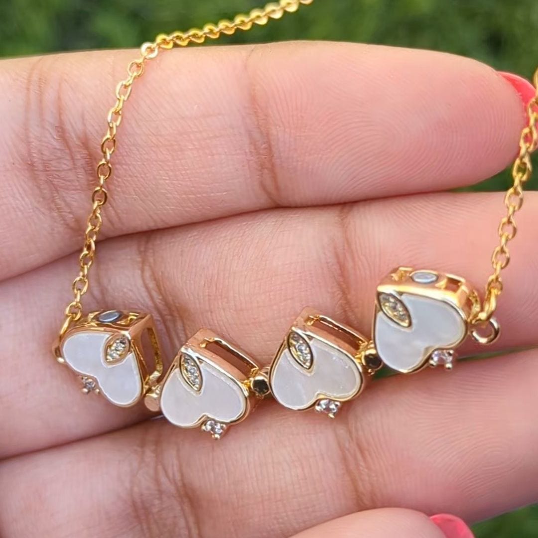 2 in 1 Four Leaf Clover Dainty Heart Necklace