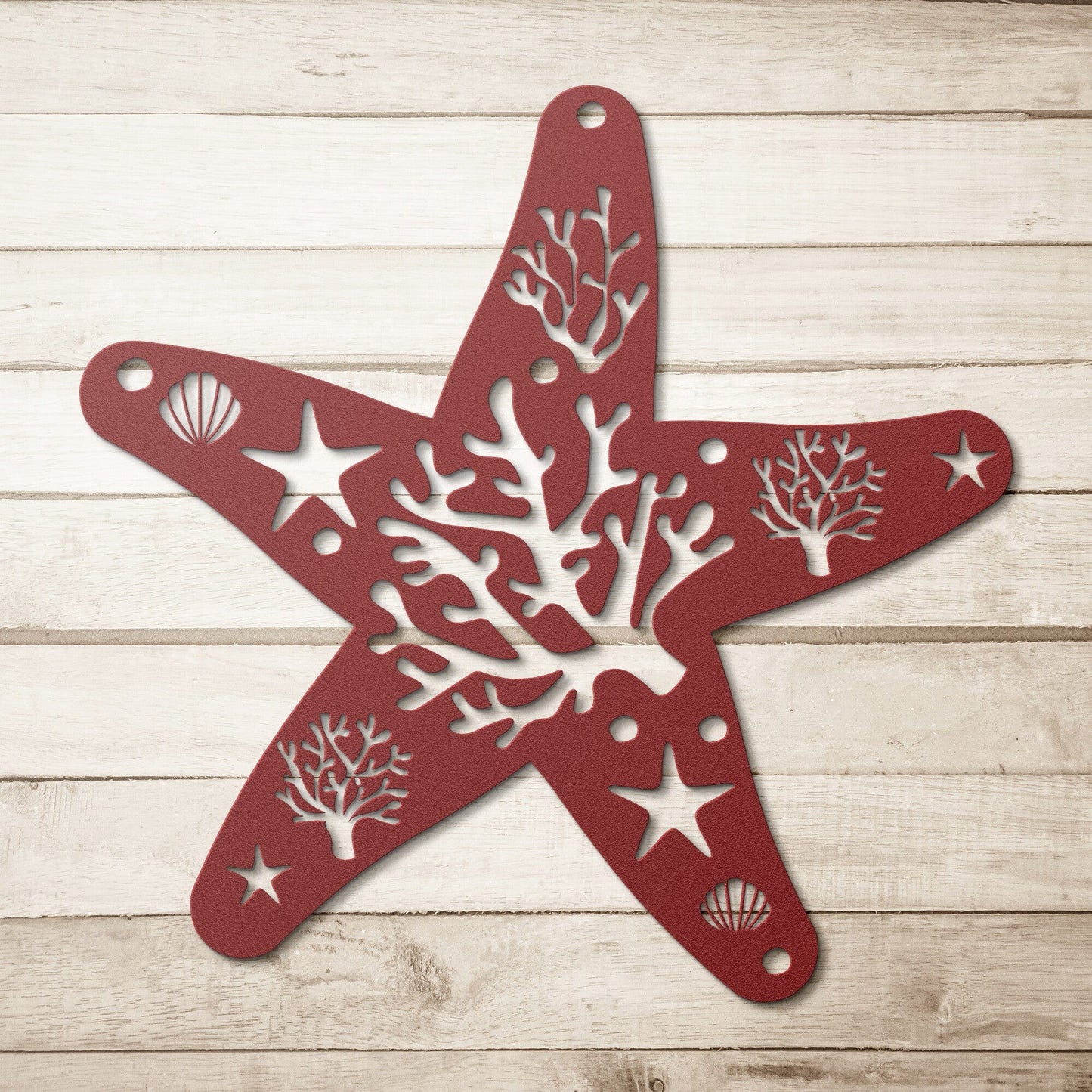 Starfish with Coral Reef Beach Decorative Metal Wall Art