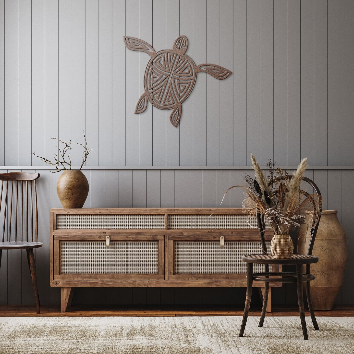 Tribal Turtle Metal Wall art