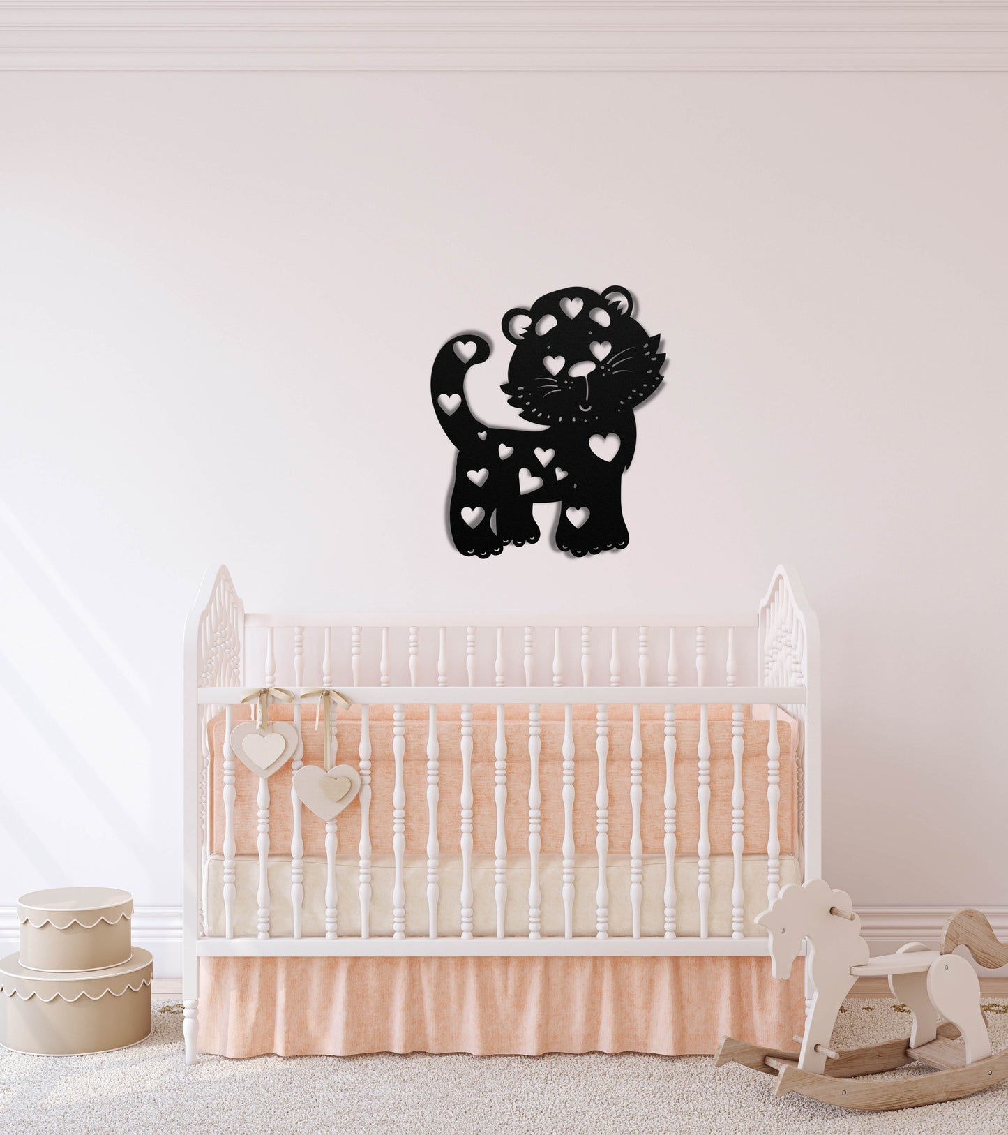 Cute Tiger with Hearts Nursery Decorative Metal Wall Art