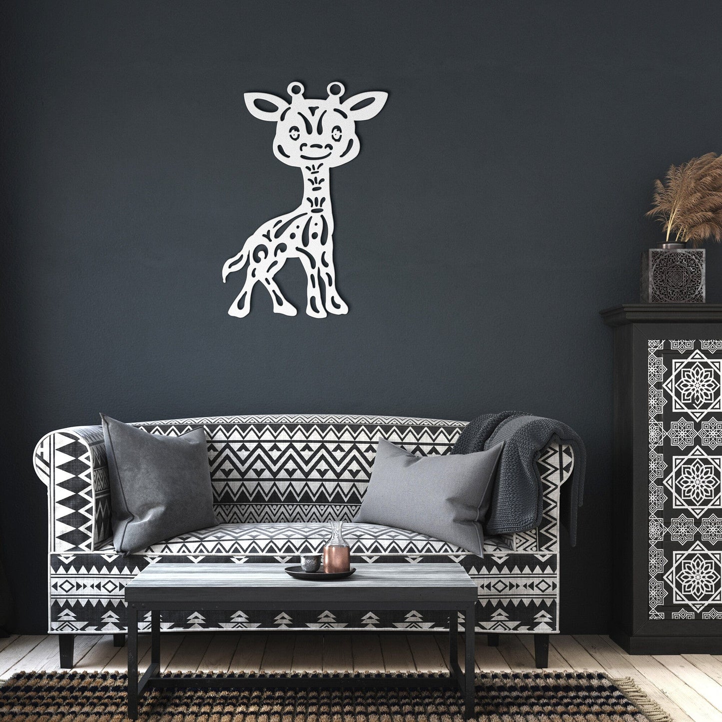 Zentangle Giraffe Nursery Decorative Metal Wall Art