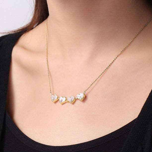 2 in 1 Four Leaf Clover Dainty Heart Necklace