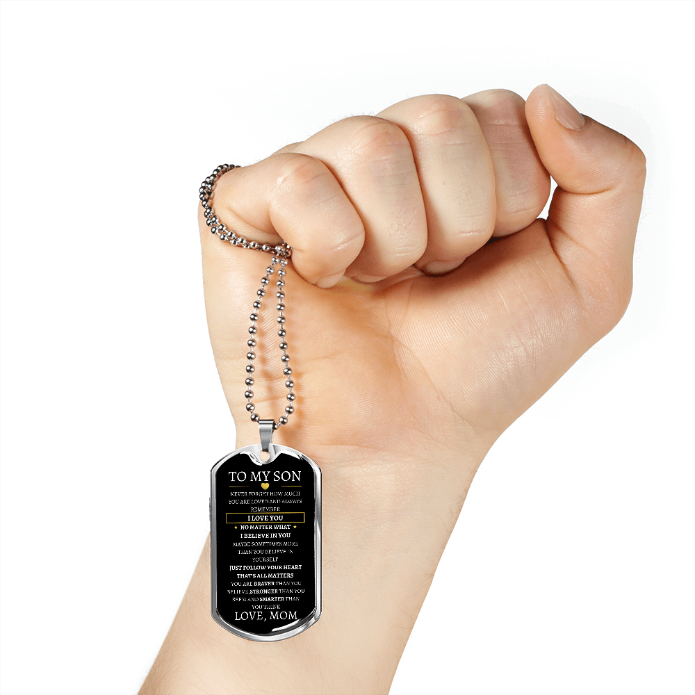 Braver Stronger Smarter To My Son Dog Tag necklace