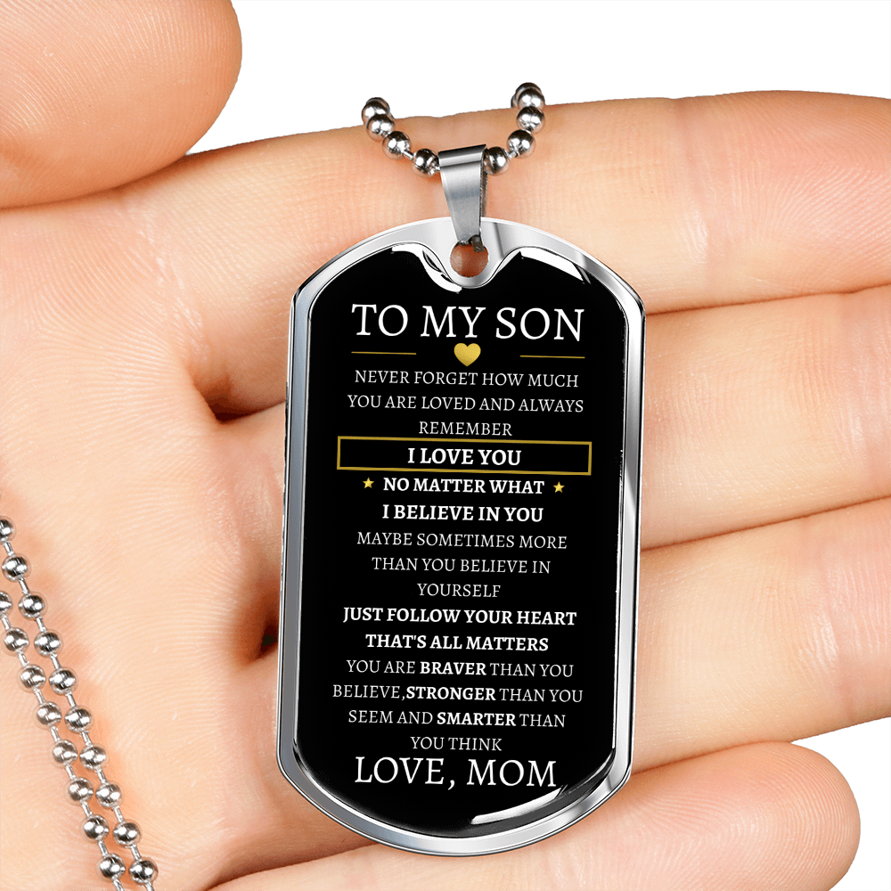 Braver Stronger Smarter To My Son Dog Tag necklace