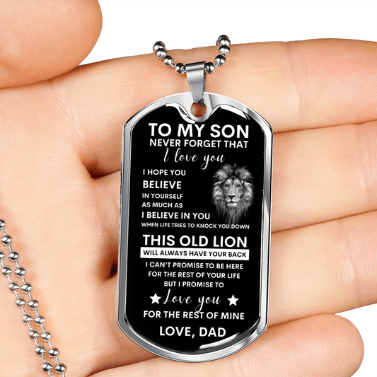 Never Forget - Dad to Son Dog tag Necklace