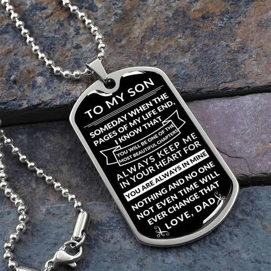 To my Son- Beautiful chapters- Dog tag necklace