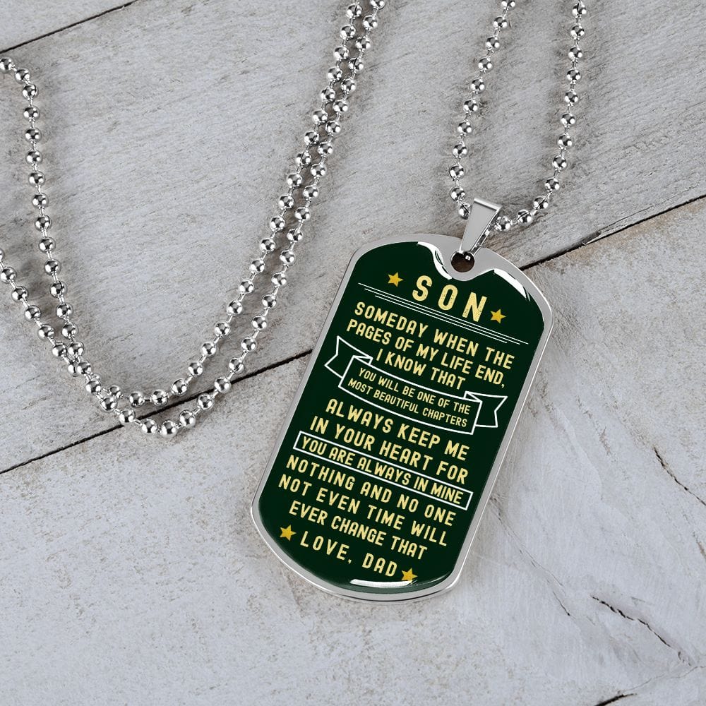 Dark Green Son Dogtag Necklace from Dad