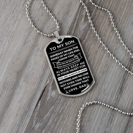 To my Son- Beautiful chapters- Dog tag necklace