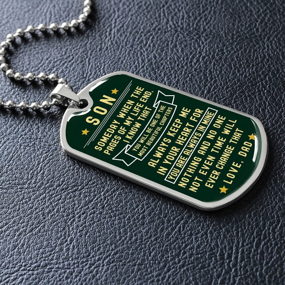 Dark Green Son Dogtag Necklace from Dad