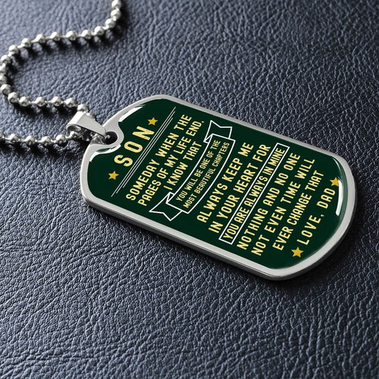 Dark Green Son Dogtag Necklace from Dad