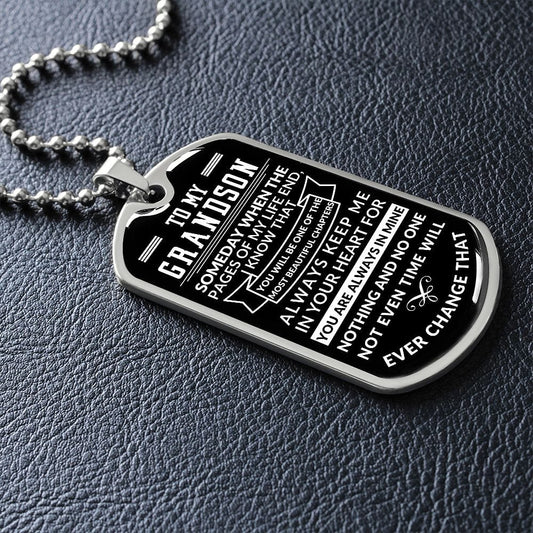 To Grandson- Beautiful Chapters Dog tag necklace