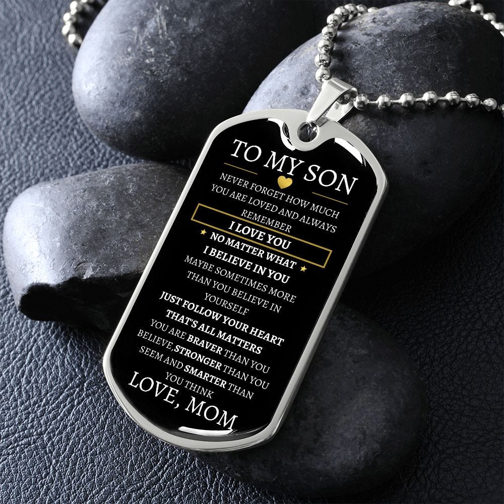 Braver Stronger Smarter To My Son Dog Tag necklace