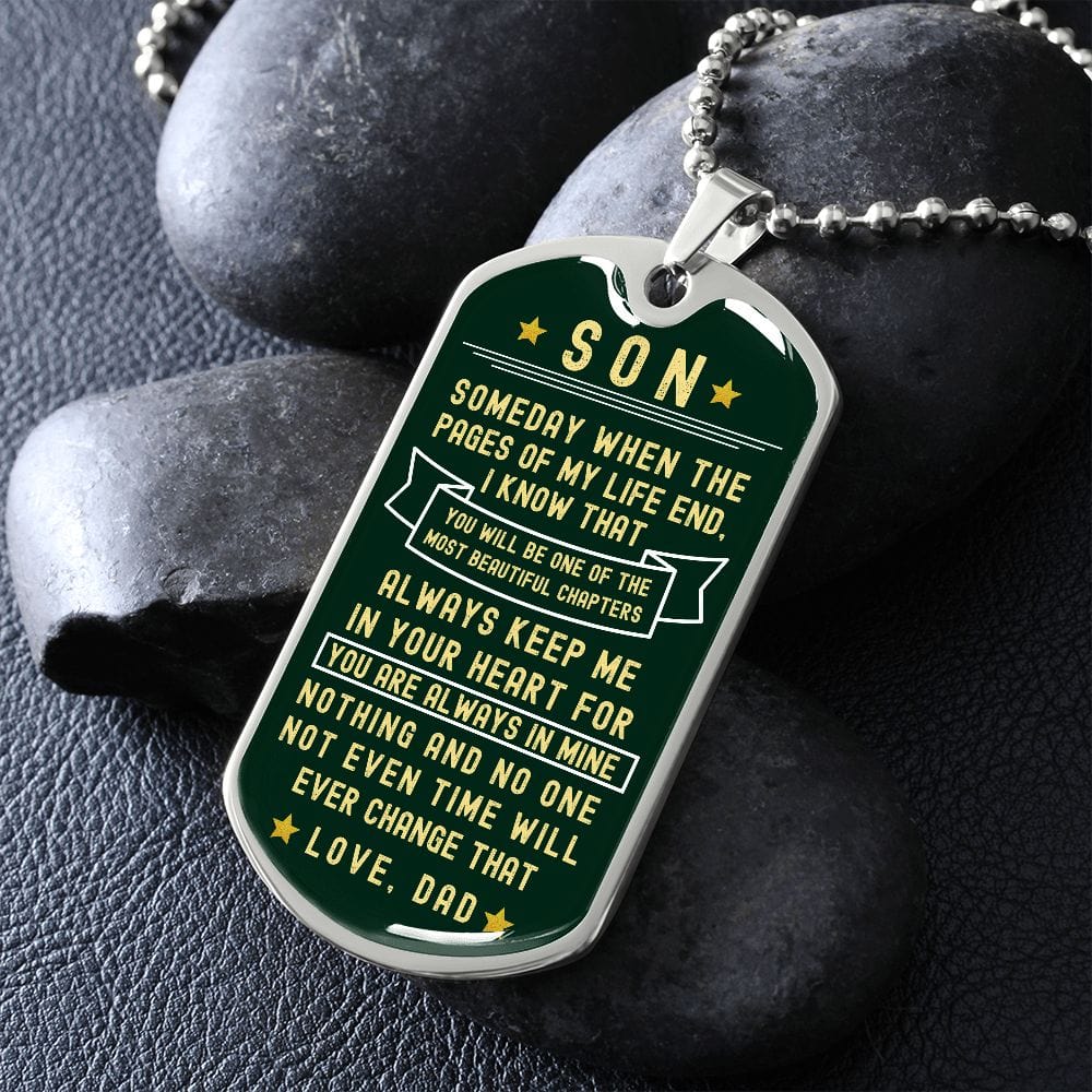 Dark Green Son Dogtag Necklace from Dad