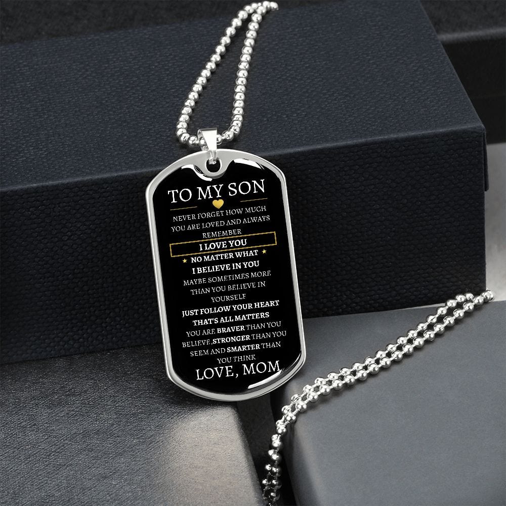 Braver Stronger Smarter To My Son Dog Tag necklace