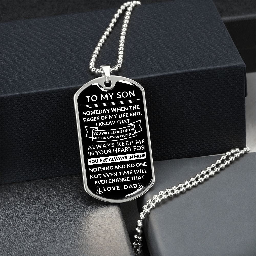 To my Son- Beautiful chapters- Dog tag necklace