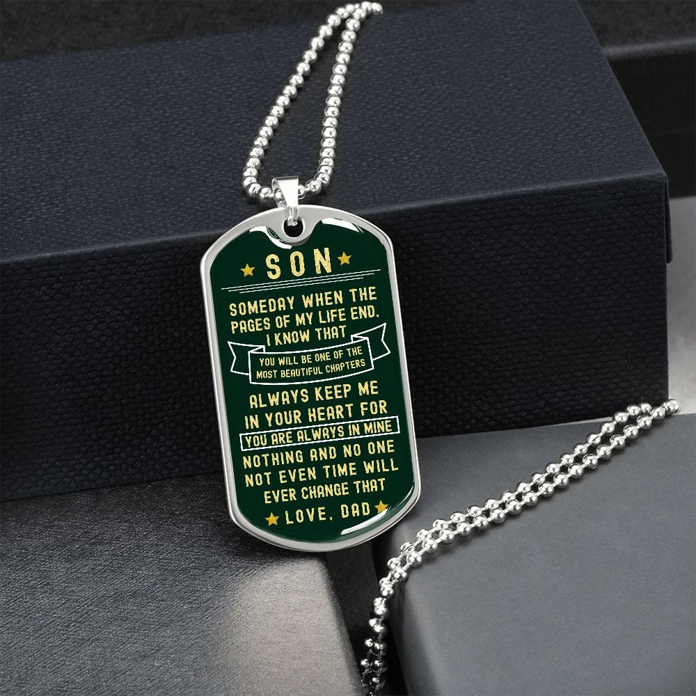 Dark Green Son Dogtag Necklace from Dad
