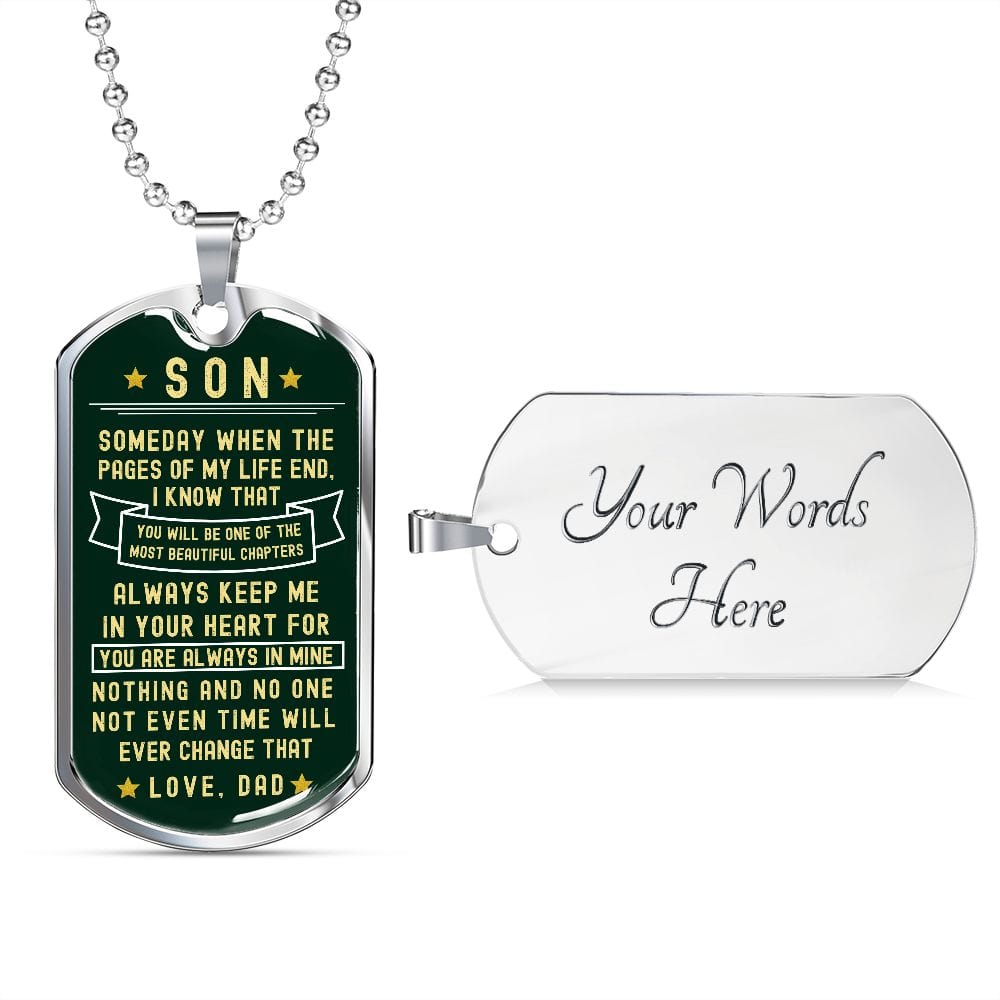 Dark Green Son Dogtag Necklace from Dad