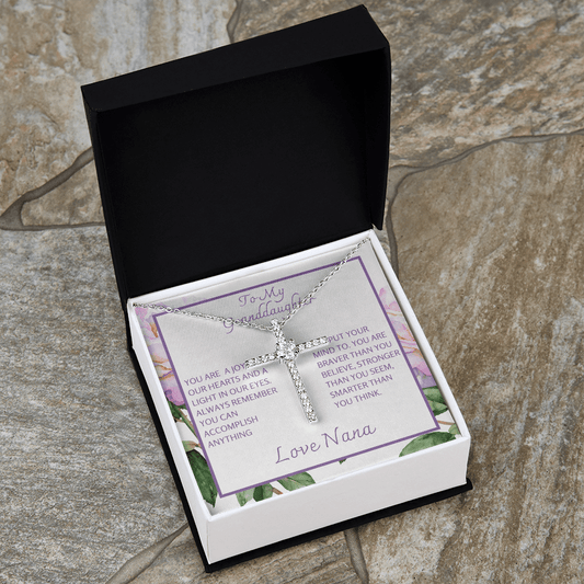 To Granddaughter from Grandma Cross necklace