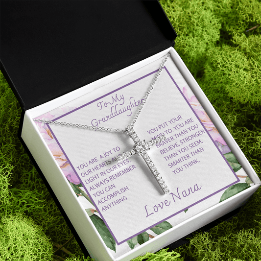 To Granddaughter from Grandma Cross necklace