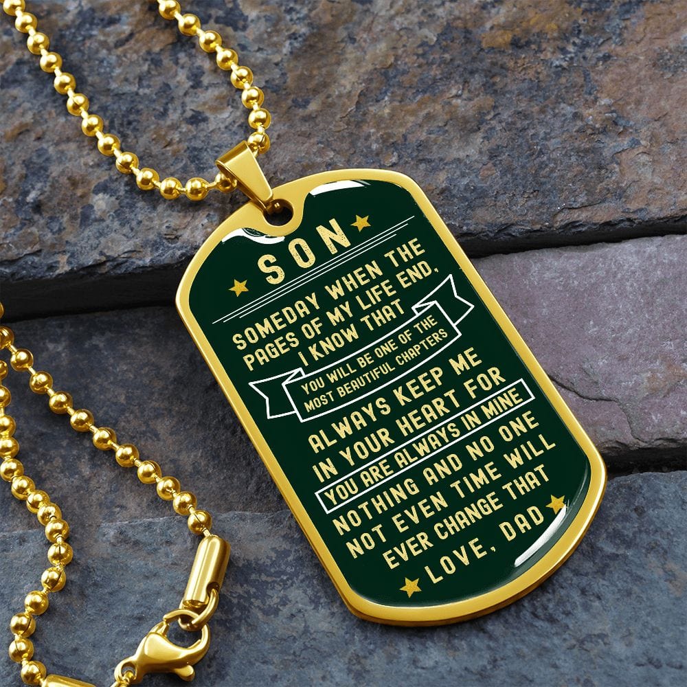 Dark Green Son Dogtag Necklace from Dad