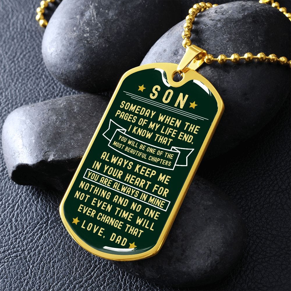 Dark Green Son Dogtag Necklace from Dad