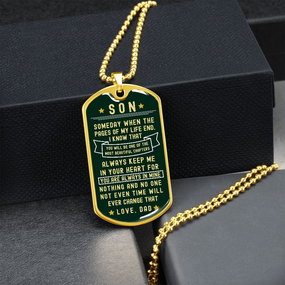 Dark Green Son Dogtag Necklace from Dad
