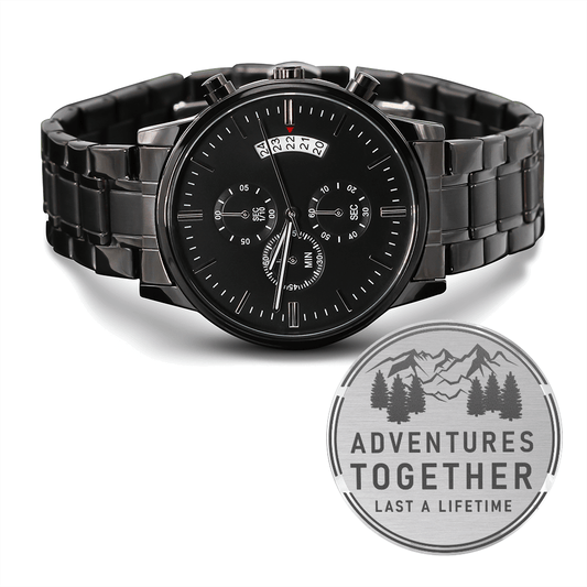 Wife to Husband Anniversary Black Chronograph Watch