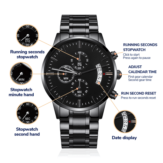 Customized Black Engraved Watch