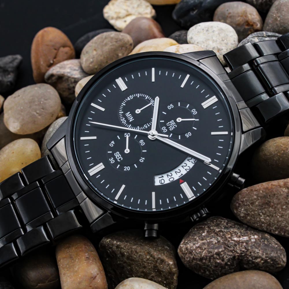 Customized Black Engraved Watch