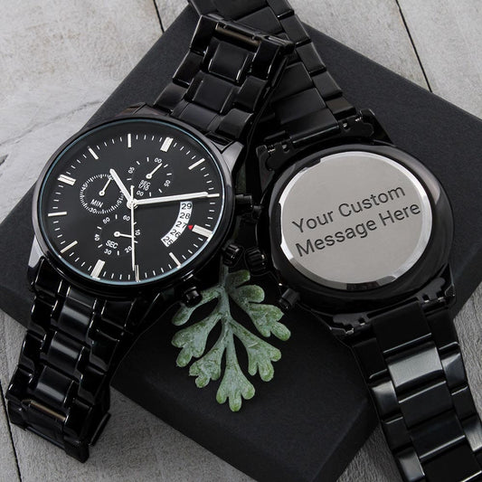 Customized Black Engraved Watch