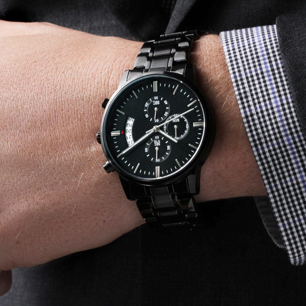 Customized Black Engraved Watch