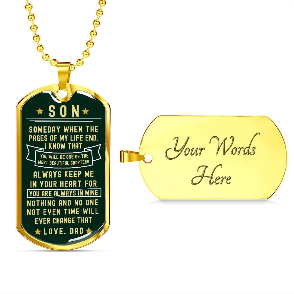 Dark Green Son Dogtag Necklace from Dad