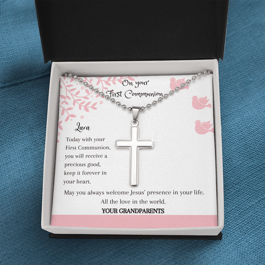 Personalized First Communion Cross necklace for Girls and Boys