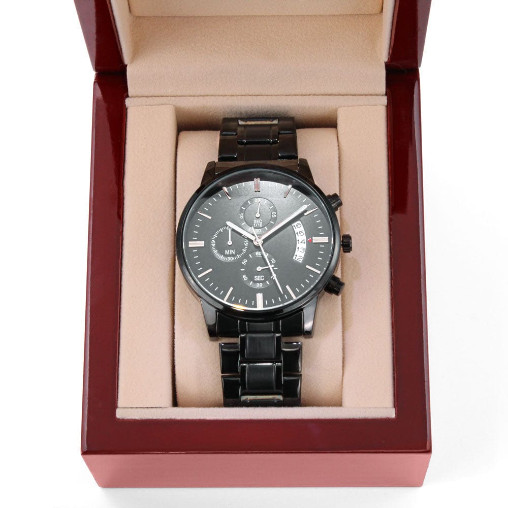 Customized Black Engraved Watch