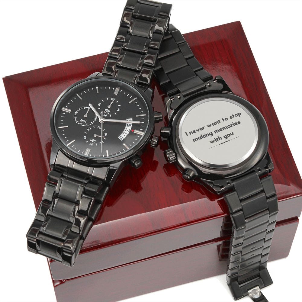 Memories with you -Gift Husband on Anniversary Engraved Watch, Wife to Husband Gifts