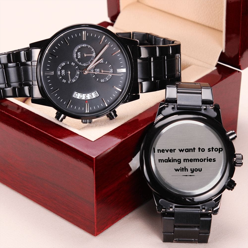 Memories with you -Gift Husband on Anniversary Engraved Watch, Wife to Husband Gifts